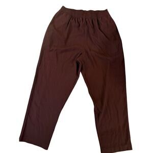 Studio 1940 Pants Pull-On Women's Size L Brown Rayon Stretch Waist Casual Slacks